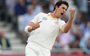 Australian cricket all-rounder, Mitchell Aaron Starc rejoices after captuirng a wicket